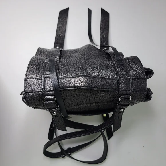 All Saints Vincent Pewter Dark Silver Metallic Top Handle Backpack - Picture 5 of 16